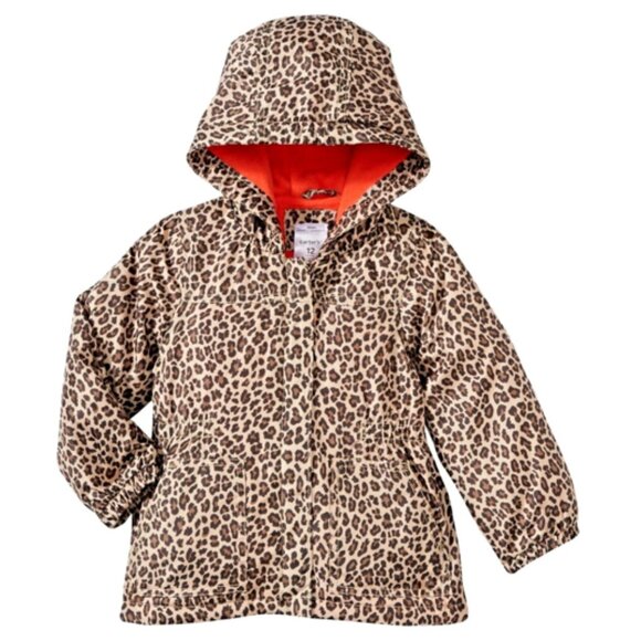 NWT Carter's Toddler Baby Girls Rain Jacket Leopard Raincoat Fleece-Line… - Picture 1 of 5